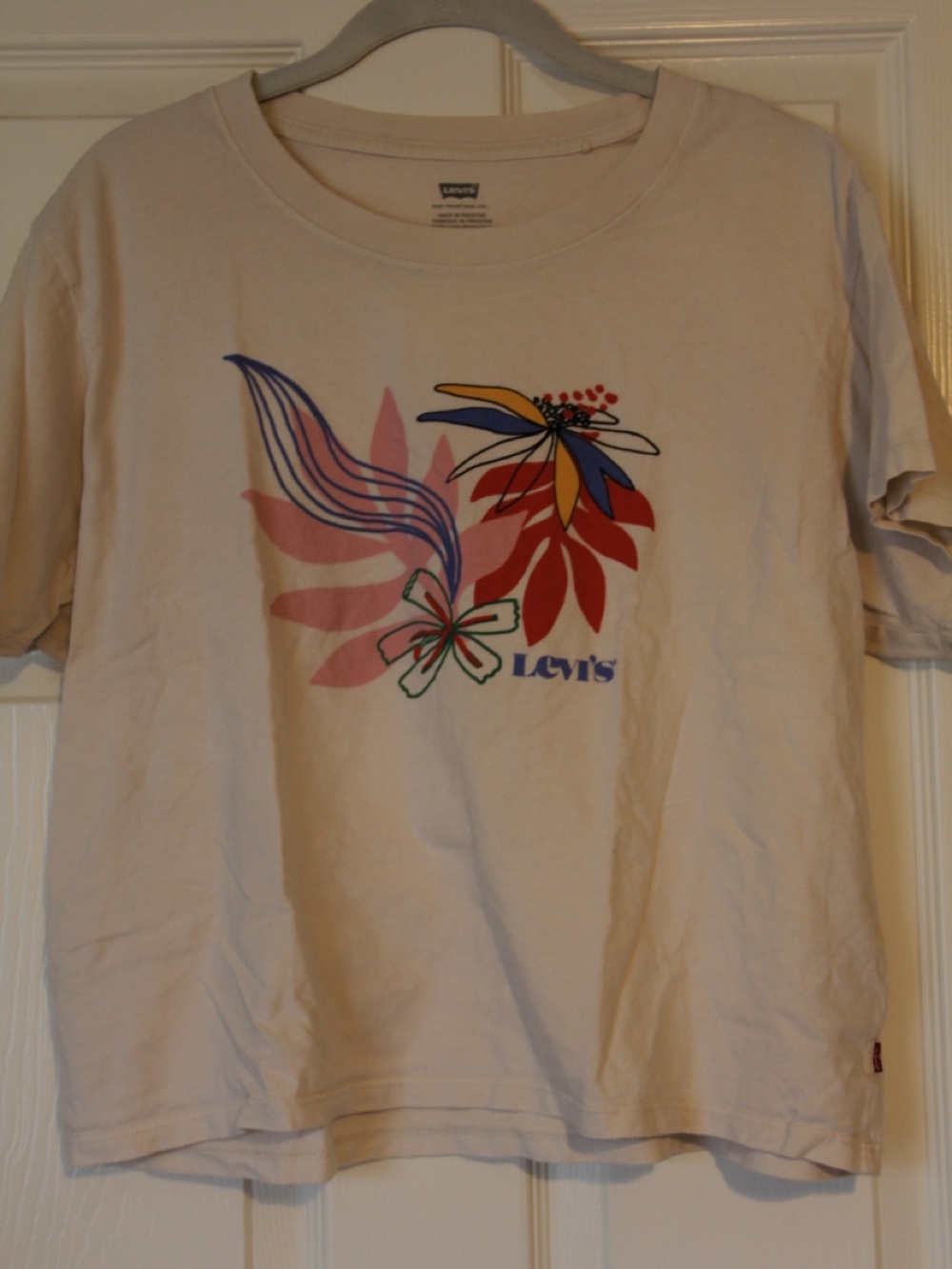 Levi's Cream Tee with Colorful Floral Graphic